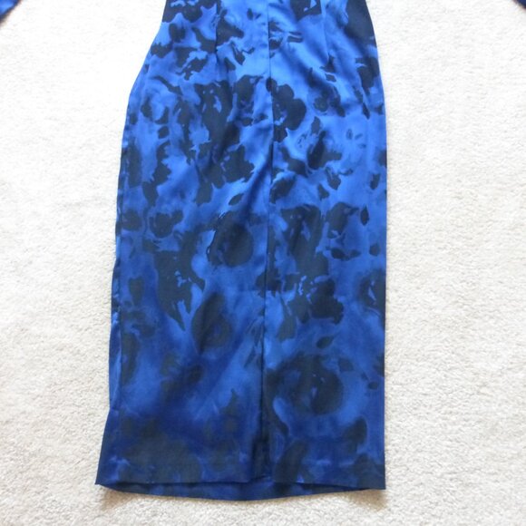 NWT LE CHATEAU cobalt blue and black abstract print off shoulder midi dr… - Picture 9 of 9